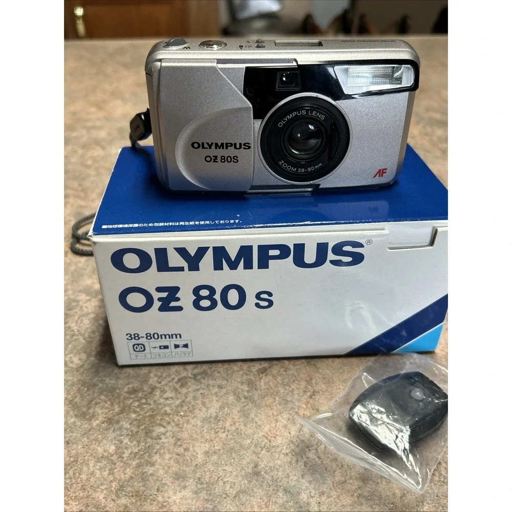 Olympus OZ 80S 35mm Film Camera Silver Point & Shoot AF w/ Box & Remote PARTS